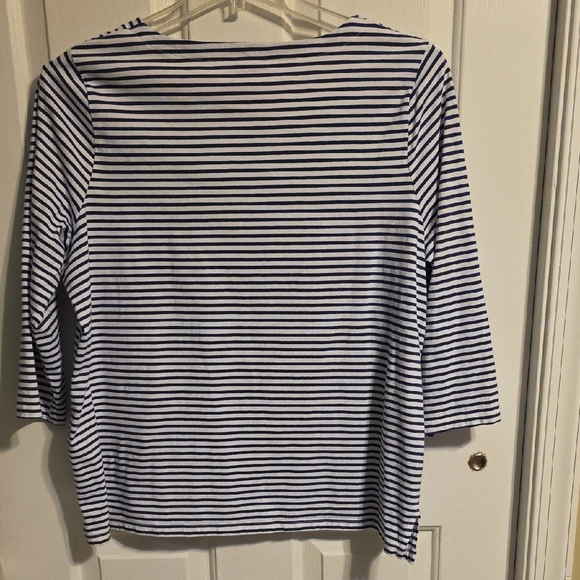 Talbots Navy and White Striped Long Sleeve Tee - Picture 6 of 6